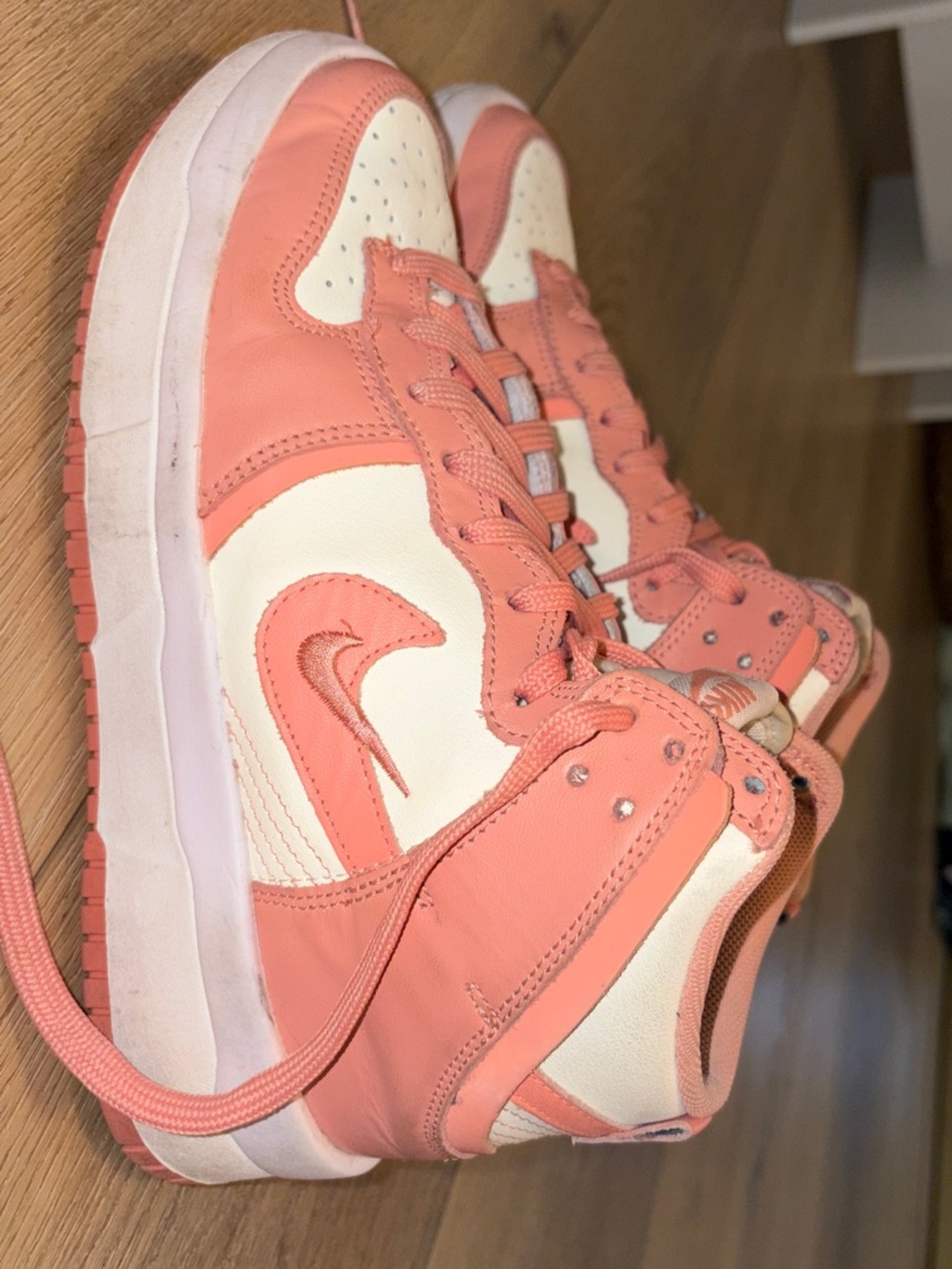 Nike Dunks (2022) High Ups Coral and White Sneakers